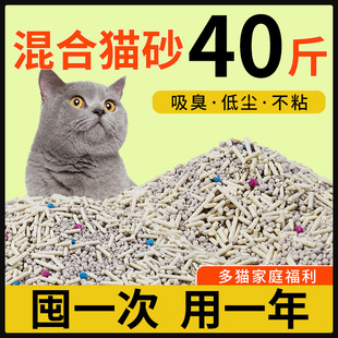 包邮 20kg 豆腐矿砂40斤装 混合豆腐猫砂除臭无尘膨润土猫沙大包装