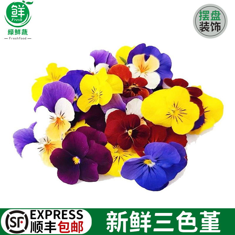 新鲜三色堇食用花可食用三色花西餐摆盘菜装饰餐饮摆盘鲜花草
