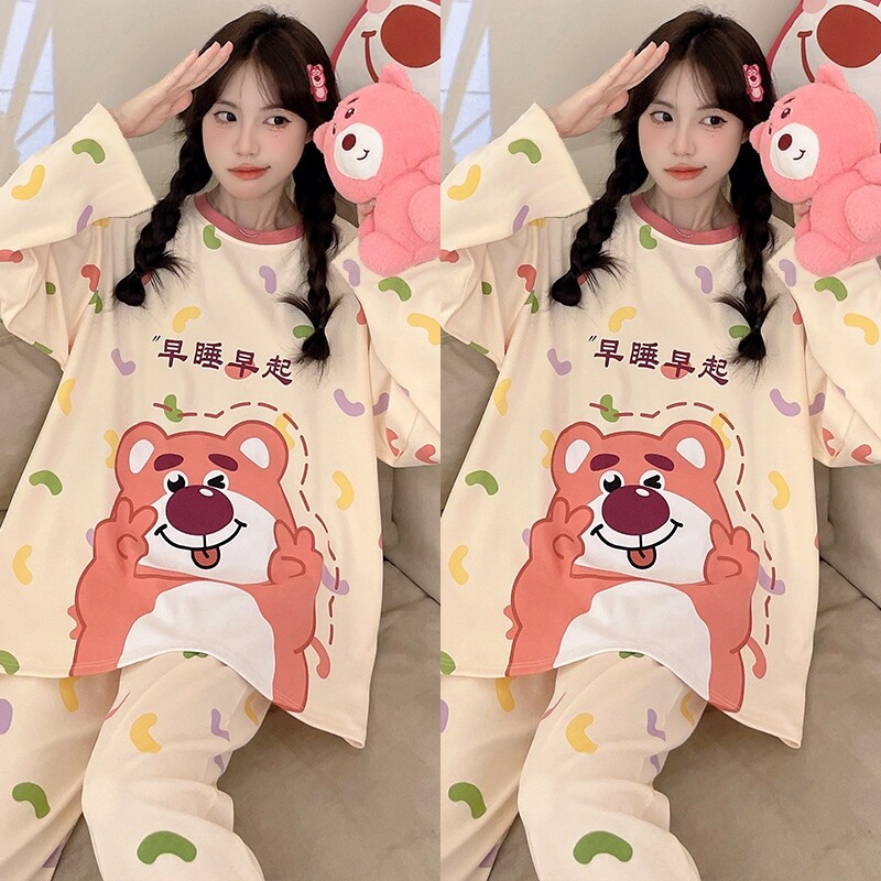 【买一送一】新款睡衣女春秋季纯睡衣/家居服套装