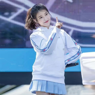 IU李知恩同款韩版套头印花卫衣长袖上衣街舞嘻哈舞蹈服路演表演服
