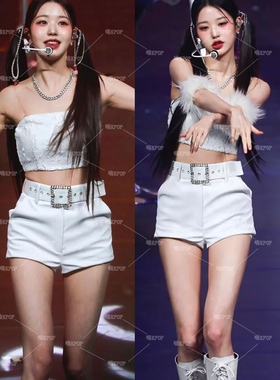 ive张元英同款珠片抹胸短裤套装韩舞打歌服舞台表演服成人演出服
