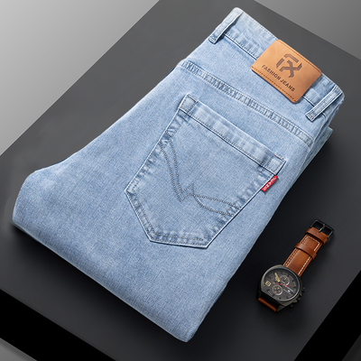 浅色九分裤牛仔裤男款修身直筒冬季加绒加厚9分裤子2025新款1w