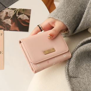 钱包女款2026新款小众轻薄小巧零钱包韩版碎花折叠卡包钱包二合一