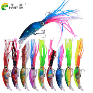 HENGJIA渔具亚马逊热销鱿鱼饵 渔具诱饵垂钓饵 18cm16g章鱼路亚饵