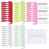 铅头钩鳜鱼软饵外贸货源 鱼钩钓组盒装 卷尾铅头钩套装 亨嘉新款