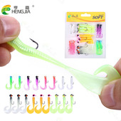 路亚饵 组合鱼饵17pcs铅头卷尾 HENGJIA亨嘉新品 软饵铅头钩盒装