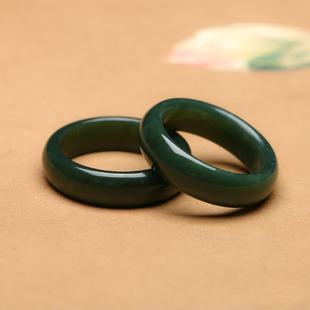 天然正品新疆和田玉青玉戒指男女款玉石指环情侣款对戒尾戒扳指