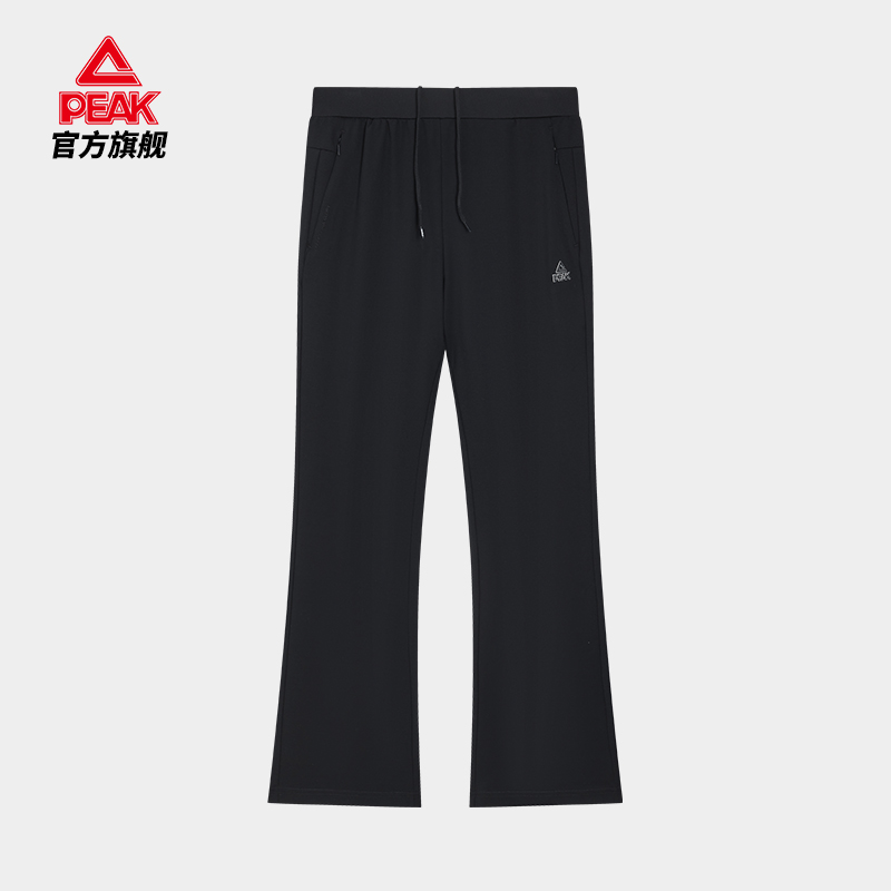 匹克2025秋季新款女针织长裤软糯亲肤透气收腹显瘦微喇黑色运动裤