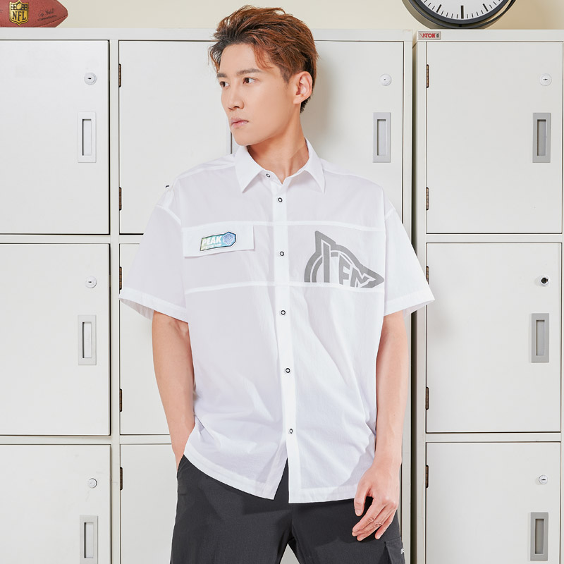 匹克短袖男翻领时尚衬衫