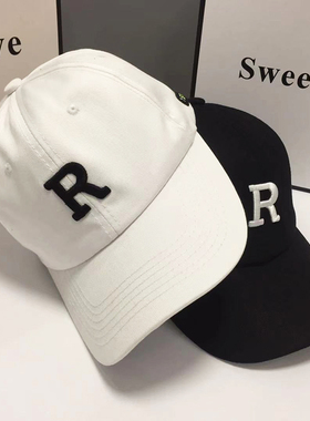 R字母帽子男款鸭舌帽ins潮牌潮流棒球帽男士韩版百搭街头遮阳帽女