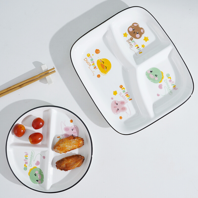 新款陶瓷餐盘分格一人食家用餐具套装减肥减脂健身三格分餐定量盘