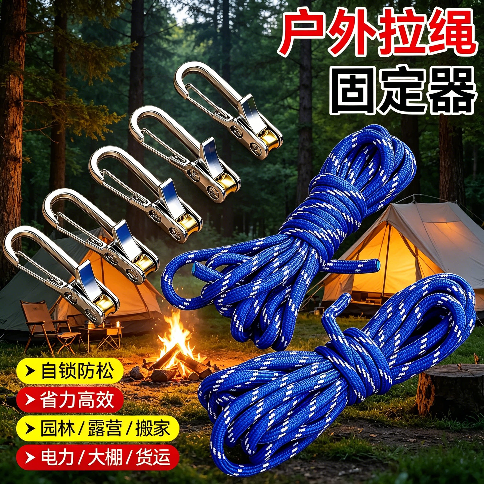 多功能户外拉绳器露营帐篷固定神器家用阳台晾衣绳防风防滑拉紧器