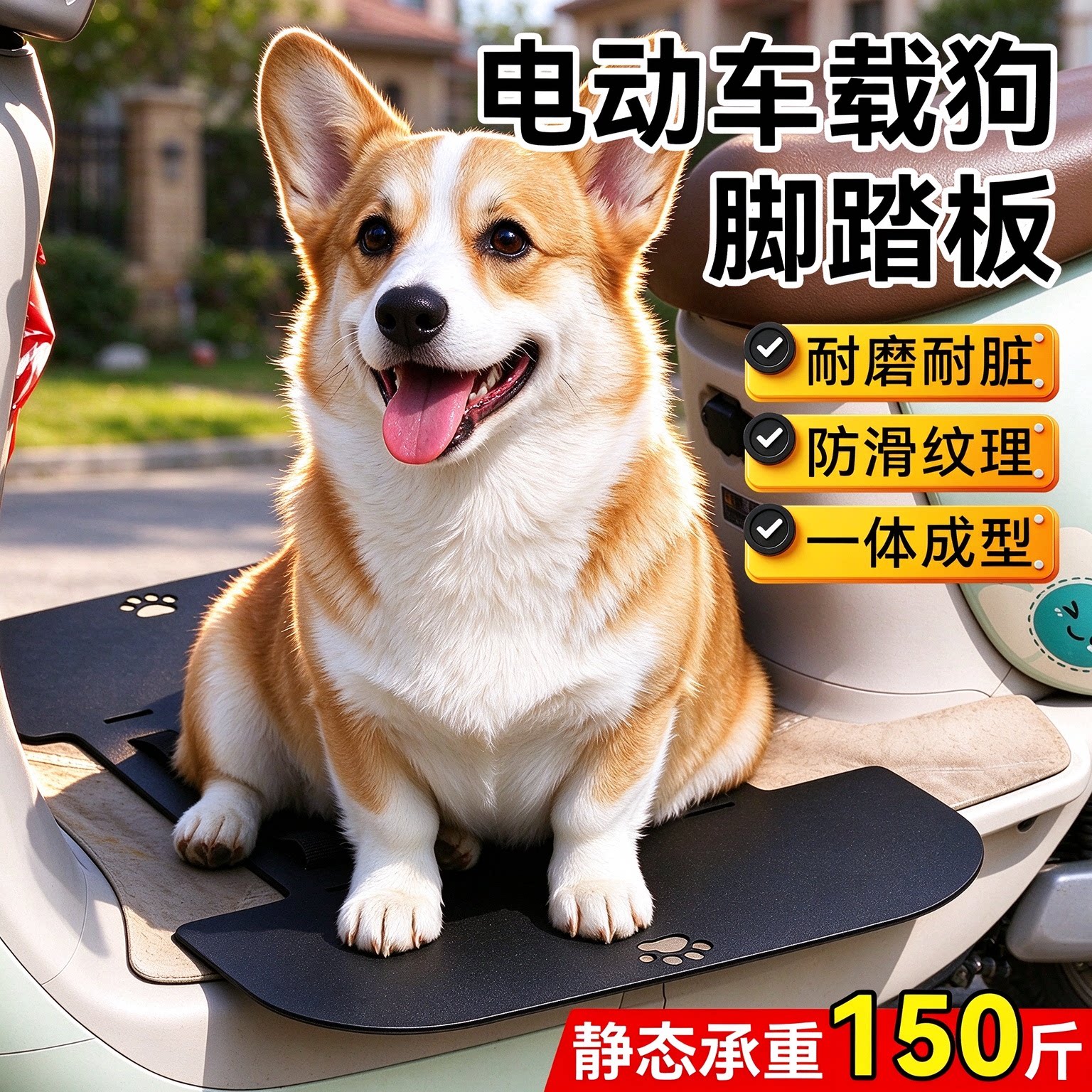 电动车载狗神器电瓶车延长板带大狗狗脚踏板宠物出行踏板加大加厚