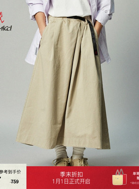 GRAMICCI小野人冬季女士调节腰带A字裙子半身裙长裙GWSK5-SAU007