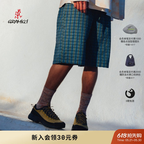 【26新款】GRAMICCI小野人男士运动休闲夏季格纹短裤子G6SM-P022