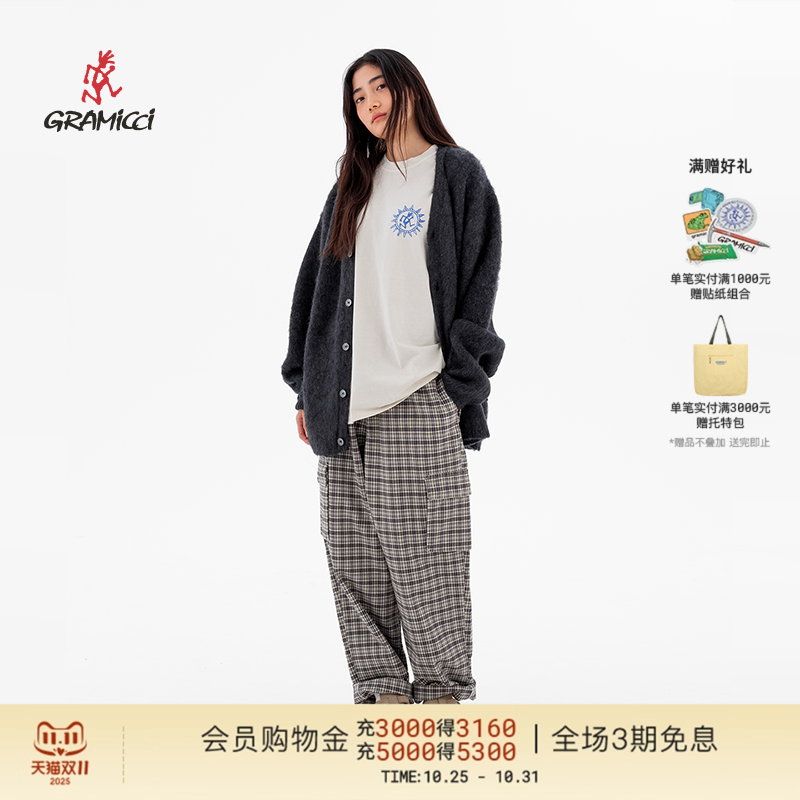 GRAMICCI小野人男女同款户外格纹宽松休闲长裤G5FU-P011