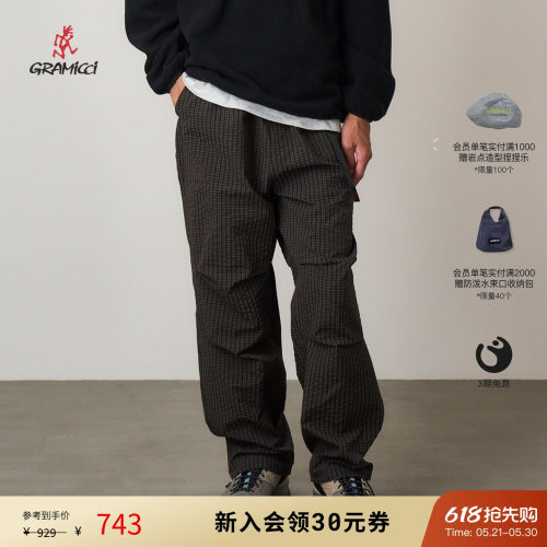 GRAMICCI小野人男女复古格纹户外运动宽松休闲长裤子G5FM-P010