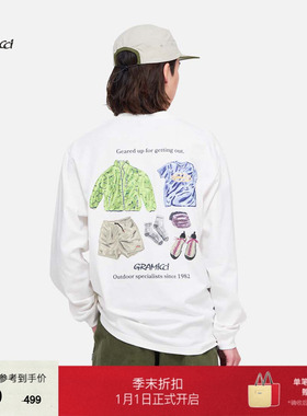 【25春】GRAMICCI小野人新品印花图案圆领长袖T恤T166情侣款T恤