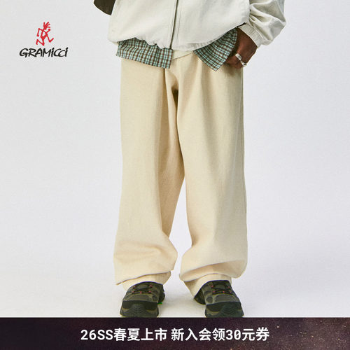 【26新款】GRAMICCI小野人男棉麻混纺牛仔休闲直筒长裤G6SM-P006