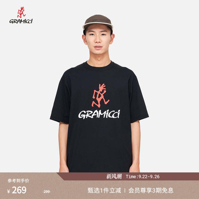 GRAMICCI小野人 情侣品牌LOGO男女圆领短袖男友风T恤G4SU-T097