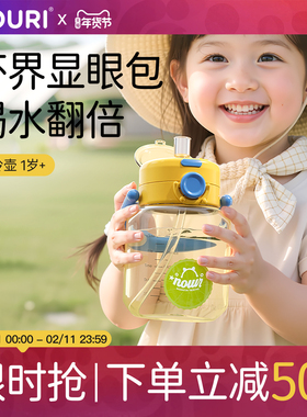 NOURI儿童水杯宝宝直饮杯吸管杯2岁幼儿园上学喝水壶PPSU夏季外出