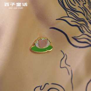 灵隐文创馆西湖景区限定荷花徽章三潭印月胸针纪念品城市伴手礼
