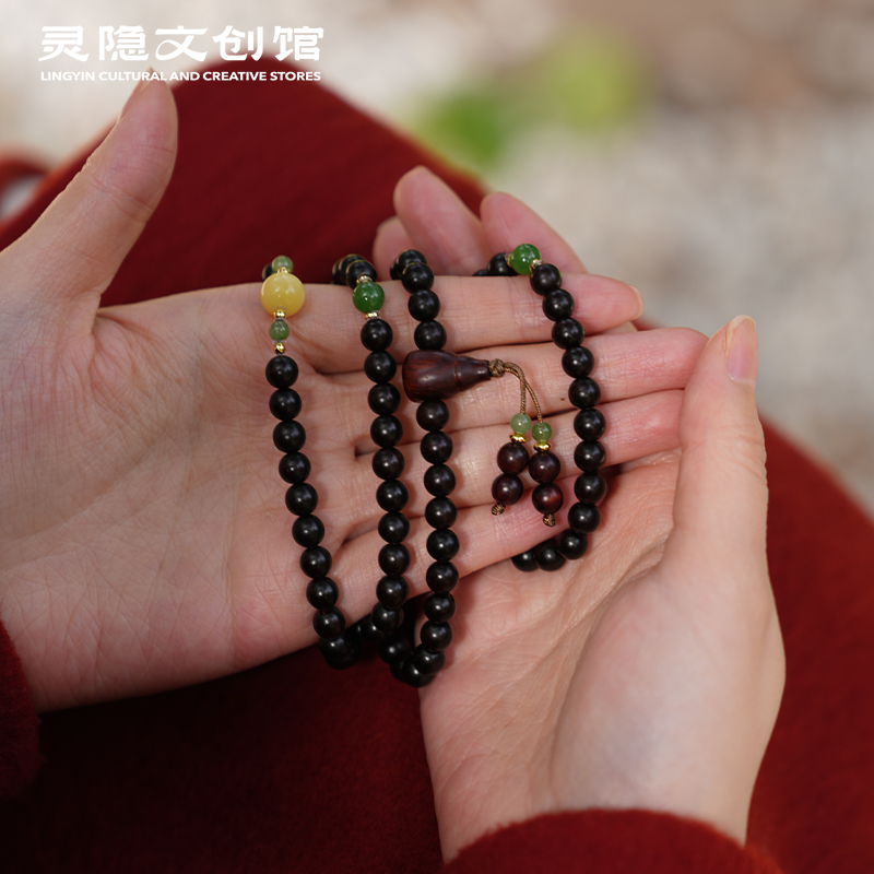 灵隐文创正宗小叶紫檀项链