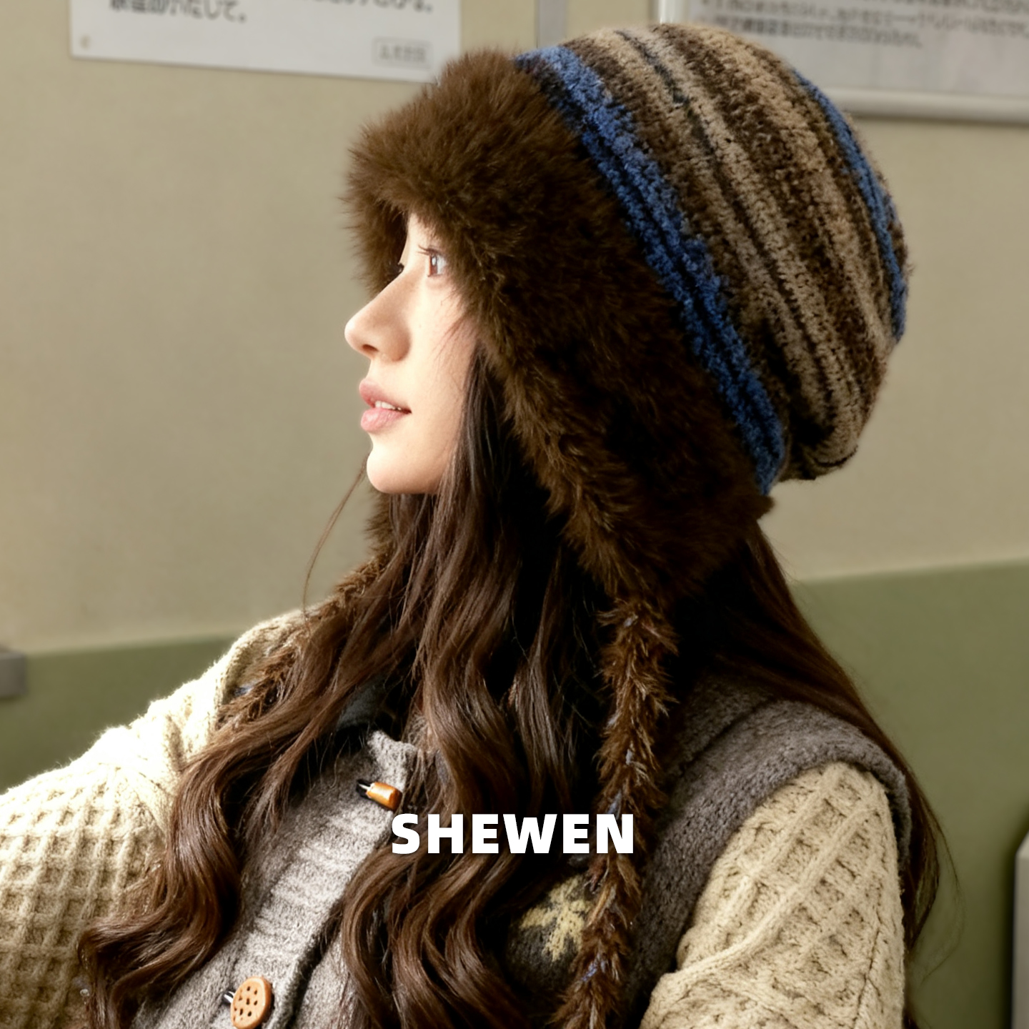 大头围毛线帽秋冬保暖