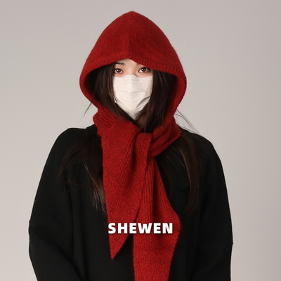 大头围红色巴拉克拉法帽冬季保暖