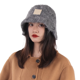 毛茸茸兔毛渔夫帽女秋冬防风保暖素颜神器显脸小盆帽鱼夫水桶帽