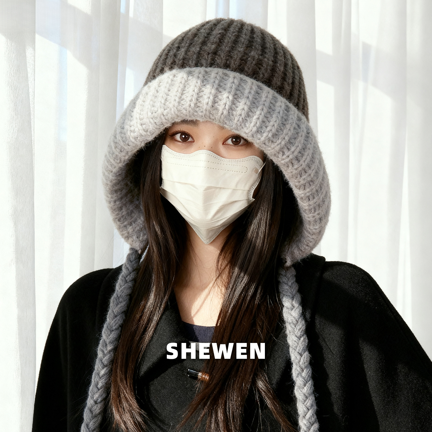 韩版软糯针织帽大头围红色毛线帽