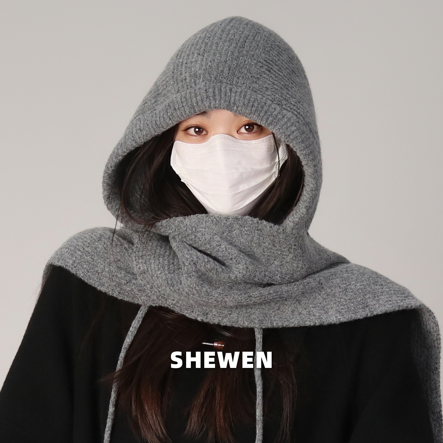 大版型韩版连帽围巾一体帽