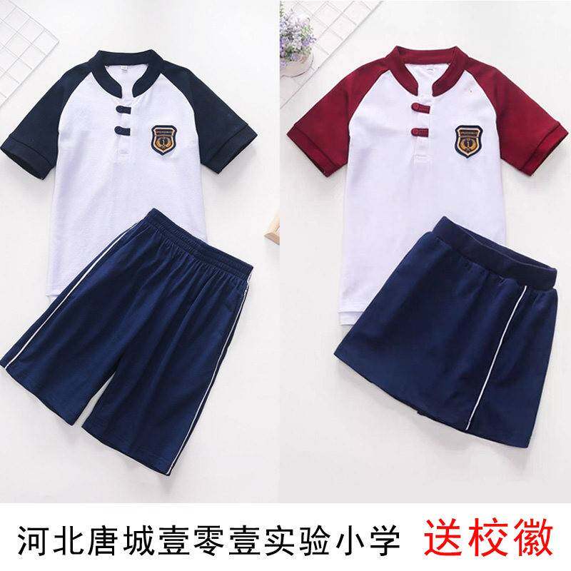 唐城壹零壹实验小学校服套装小学生校徽短袖英伦风夏装短裤短裙棉