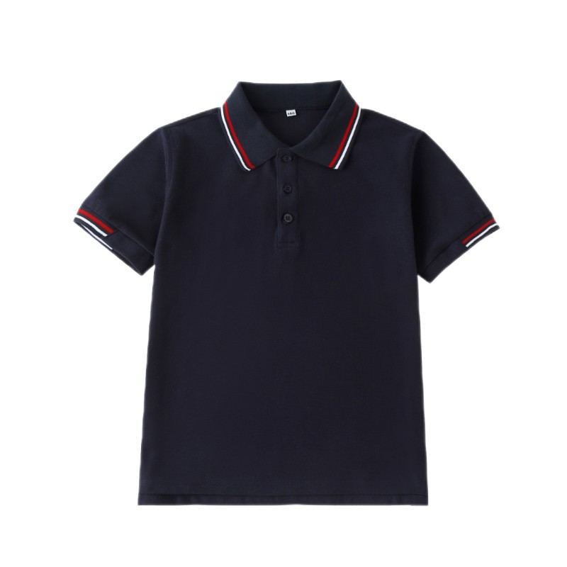 中小学生短袖夏季校服藏青T恤英伦学院风薄款POLO衫棉男女童园服T