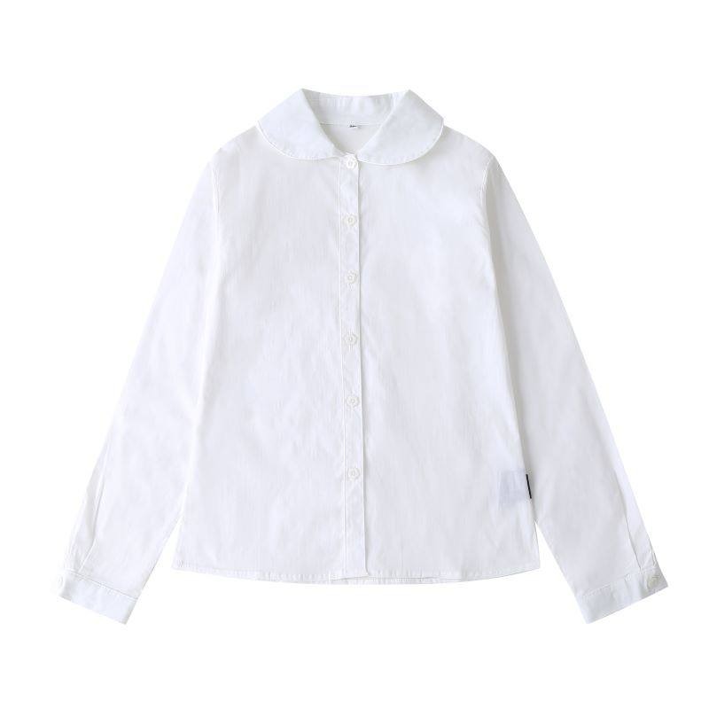 初中高中小学生白色衬衣校服英伦学院风长袖衬衫班服女童夏季纯棉