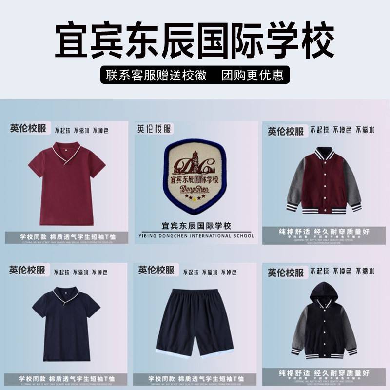四川宜宾东辰国际学校校服校徽套装小学生运动服短袖外套夏春秋冬