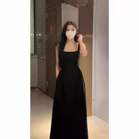 连衣裙a字白月光纯色夏法式长裙高级感吊带小众打底显瘦收腰气质