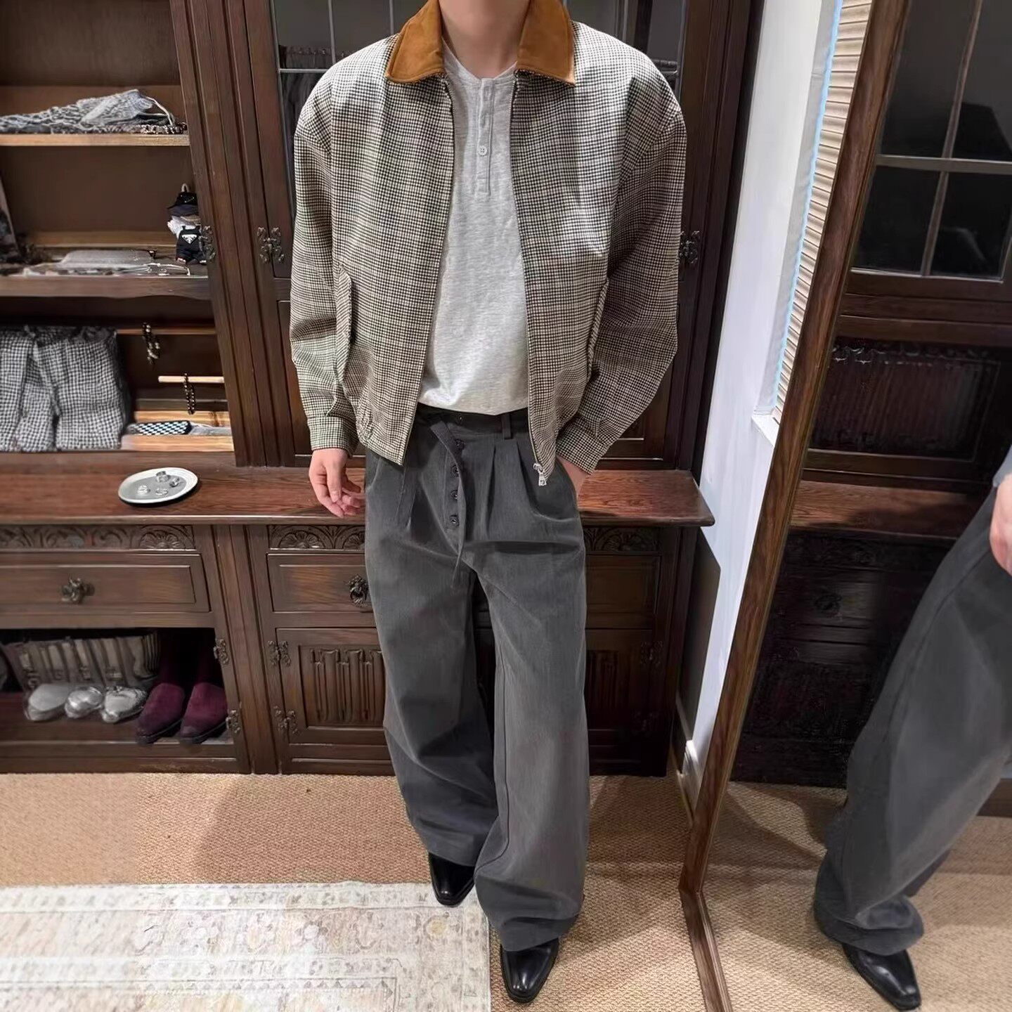 复古通勤休闲慵懒风系带阔腿裤男女潮流直筒宽松显瘦痞帅百搭西裤