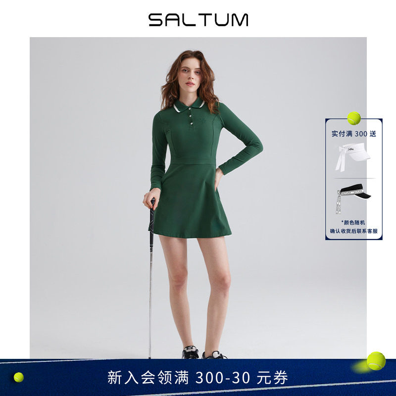 saltum撞色polo领分体短裤网球裙图片