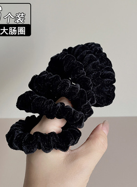 简约黑色丝绒橡皮筋女大肠圈发圈高马尾头花2023年新款儿童发绳