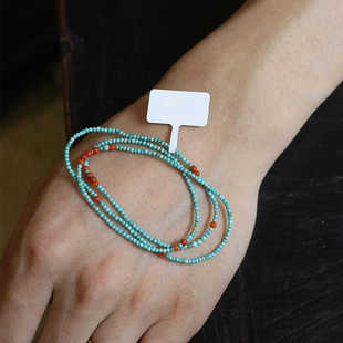 天然湖北高瓷绿松石三圈多宝手链2mm极细小米珠南红锁骨链新中式