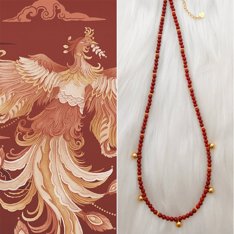 南红套装凤凰铃铛款手串毛衣链女