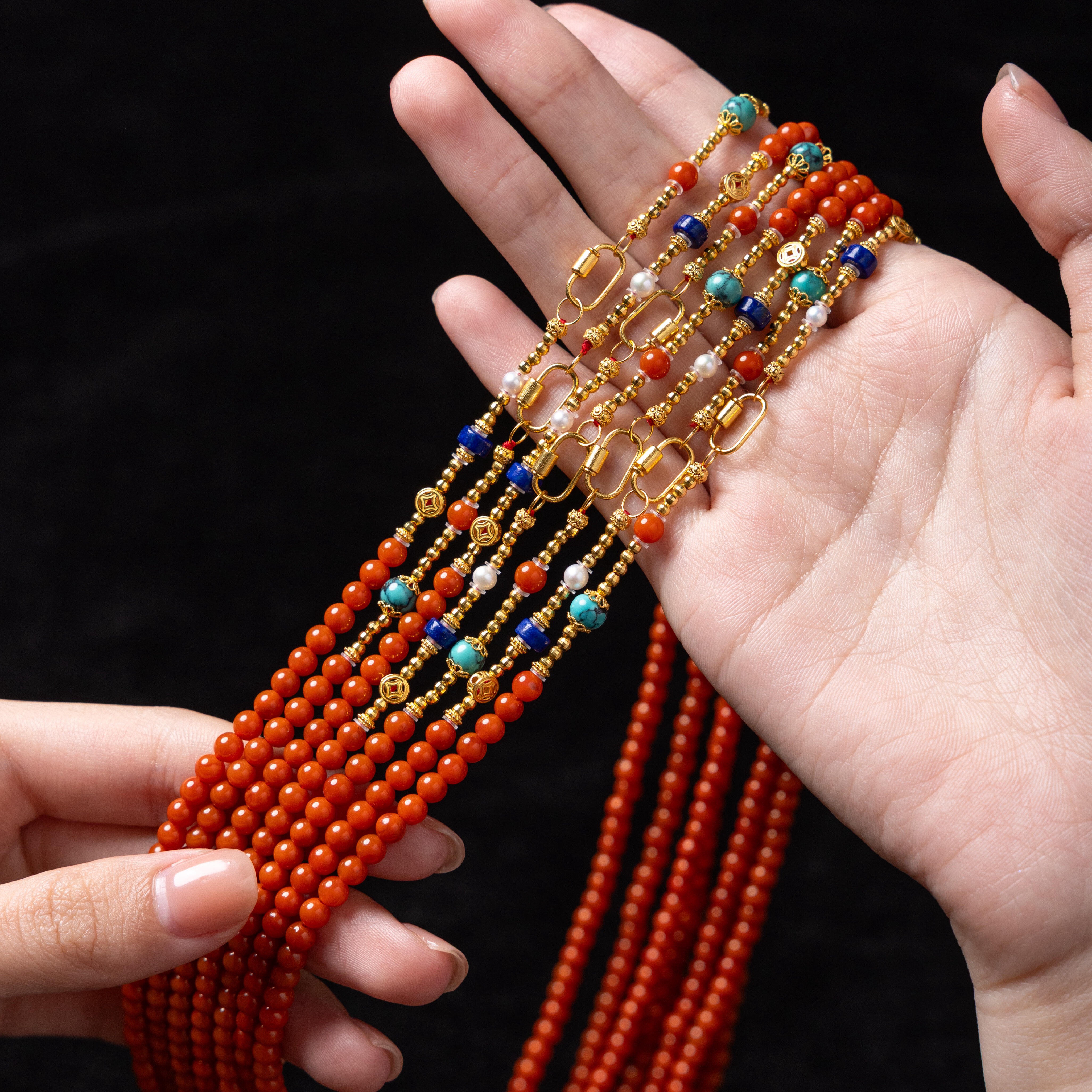 东方珠宝美学中式血脉觉醒南红玛瑙小米珠万能链吊坠挂绳本命年女