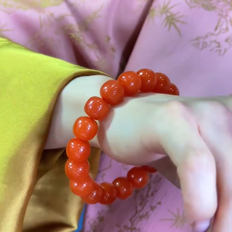 满色满肉南红老型珠小众百搭女款
