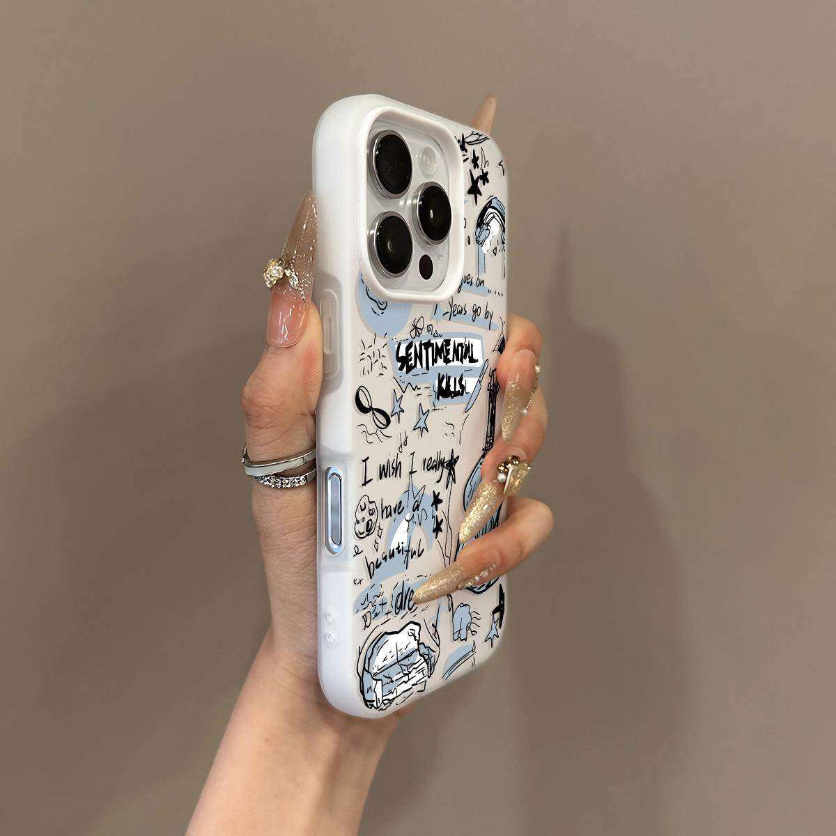 卡通吉他适用Phone16promax苹果14pro不会撞壳手机壳15新款13全保护套外壳防摔卡通男女全包网红新款