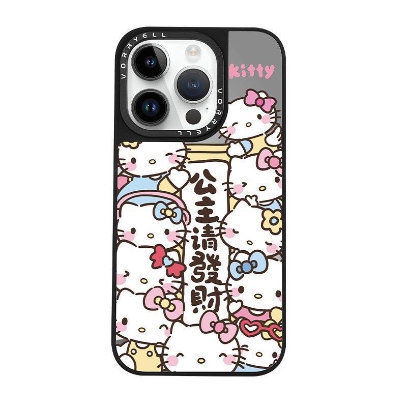 适用苹果16手机壳iPhone15promax凯蒂猫镜子壳plus防摔13新年款保护套外壳防摔卡通男女全包网红新款