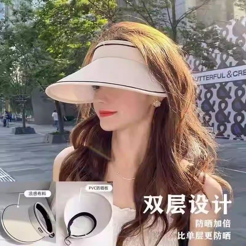 夏季大帽檐防晒帽高颜值精致女士防紫外线空顶遮阳帽子骑车太阳帽