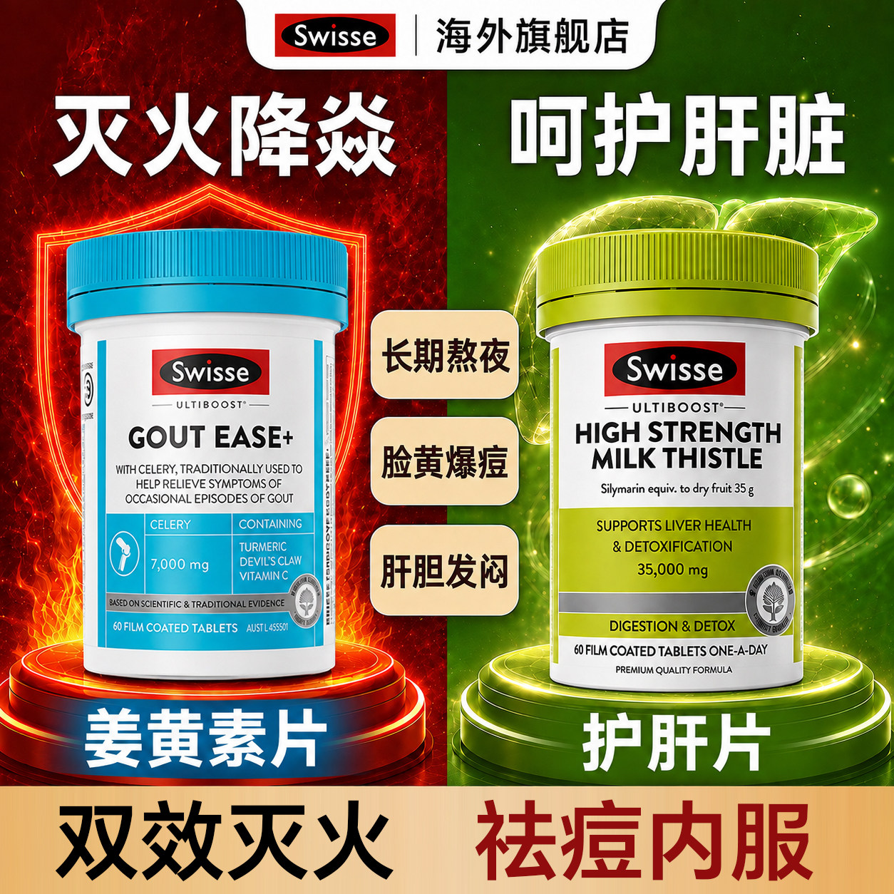 抗消灭火补剂祛痘姜黄素片内服加班熬夜进口官方非胶囊炎swisse图片