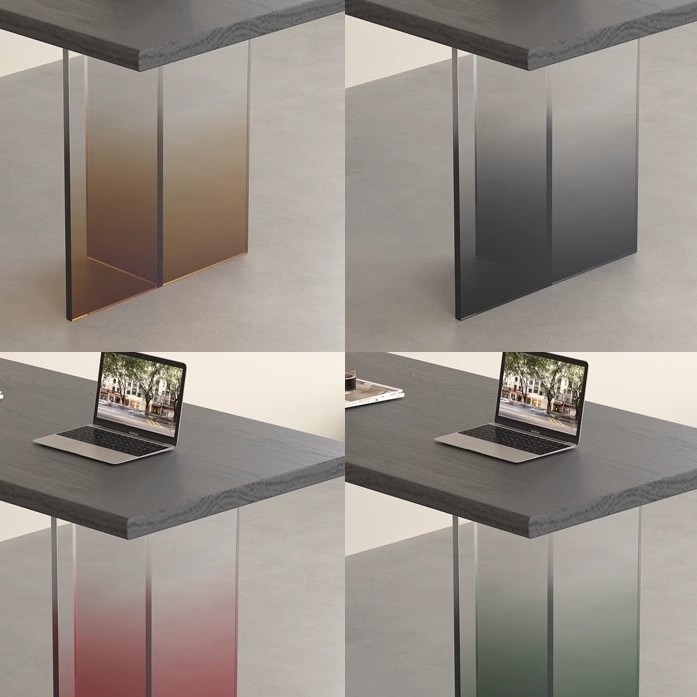 轻奢透明亚克力桌腿渐变t型桌腿