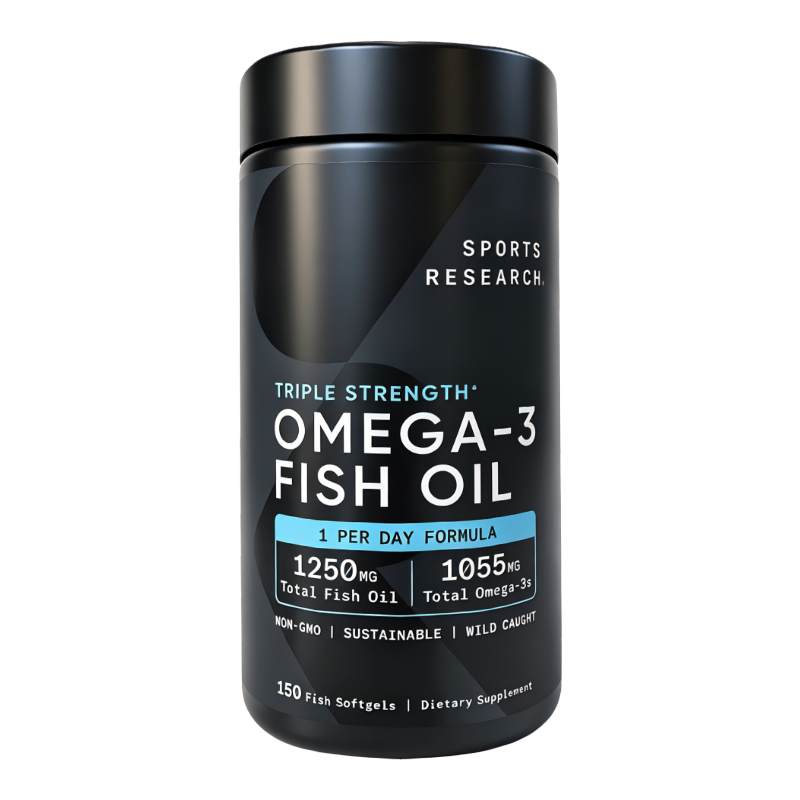 【150粒】SportsResearch黑金鱼油1250mg高纯浓度omega3DHA磷脂SR